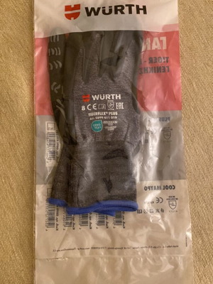 Wurth work gloves size 8 new in unopened bag