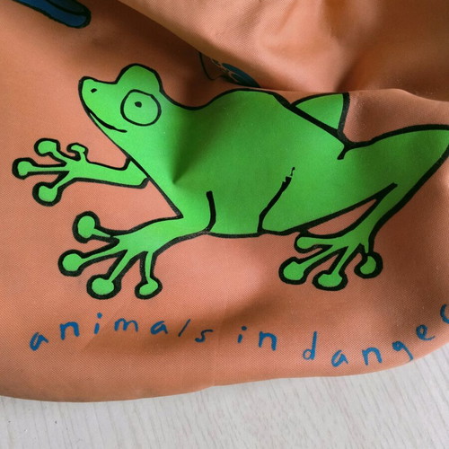 Backpack with ecological label like new, green and orange