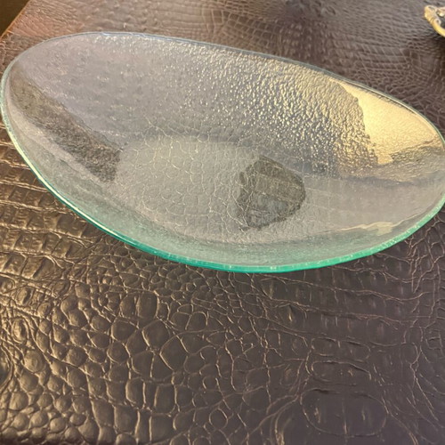 Glass bowl with embossed texture like new