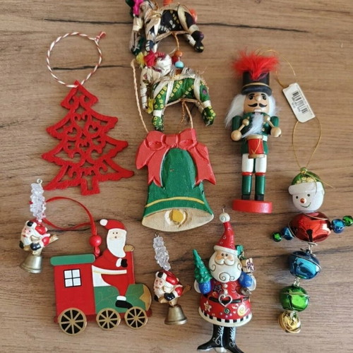 Christmas decorations and ornaments set, pack of 22, wood and metal