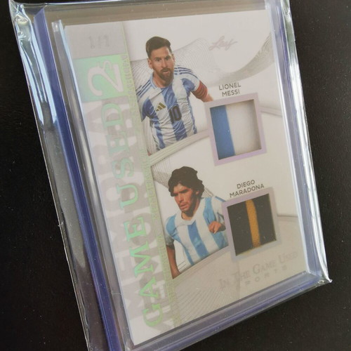 2025 Leaf Messi Maradona Game Used Dual Relic Silver Holo 1/2