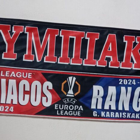 Olympiacos Rangers UEFA Europa League 2024 collectible double-sided scarf new