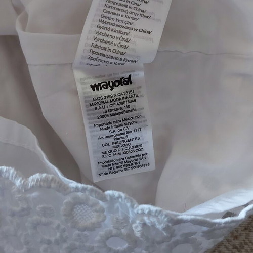 Mayoral dress for 18 months, like new, white with lace and pink flowers