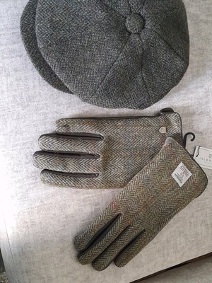 Harris Tweed set cap and gloves new, men's fashion style