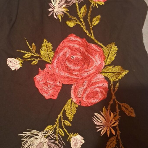 Embroidered blouse like new, size S, black and pink