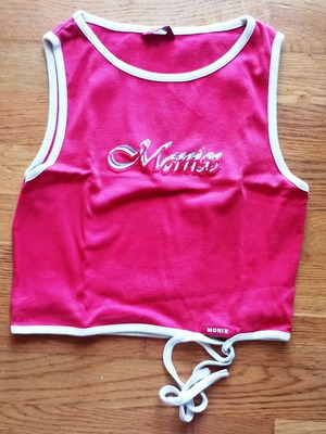 Monix crop top athletic sleeveless shirt like new, red and white