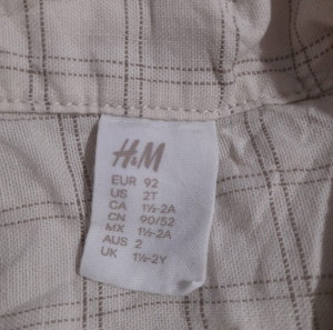 Πουκάμισο παιδικό, καρό, H&M μάρκα, 2 Ετών ηλικία, 92 cm, Με κουμπιά, Καινούργιο