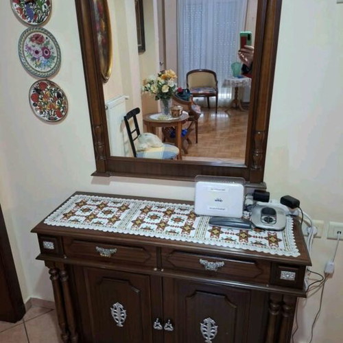 Walnut entryway furniture like new with mirror