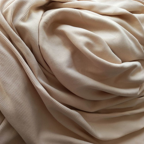Cotton elastic rib jersey fabric 1.95 × 1.00 m, ecru beige