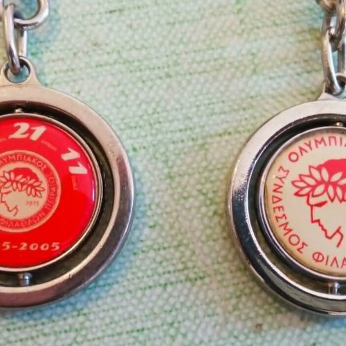 Olympiacos Spinning Keychains Double & Rivaldo 2005 Set of 2 like new