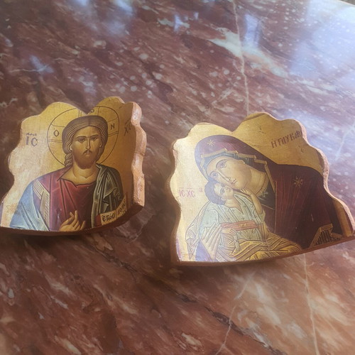 Religious ceramic icons, set of 2