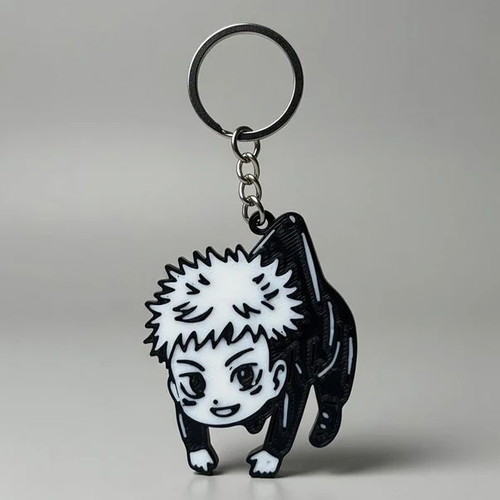 Jujutsu Kaisen Yuji Itadori Keychain new, black and white