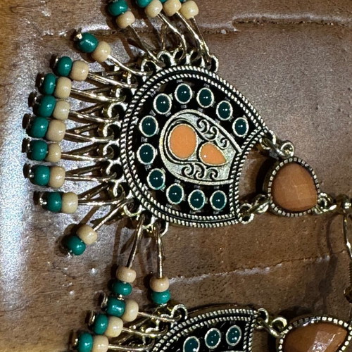 Boho earrings with beads new, multicolored
