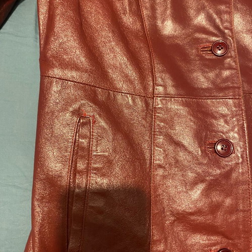 Vintage leather coat used, dark burgundy, size 46