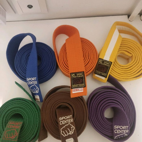 Karate belts like new, pack of 6, multicolored
