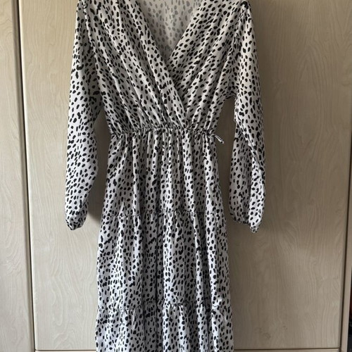 White Polka Dot Midi Dress one size like new