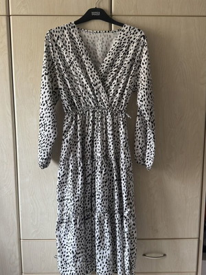 White Polka Dot Midi Dress one size like new