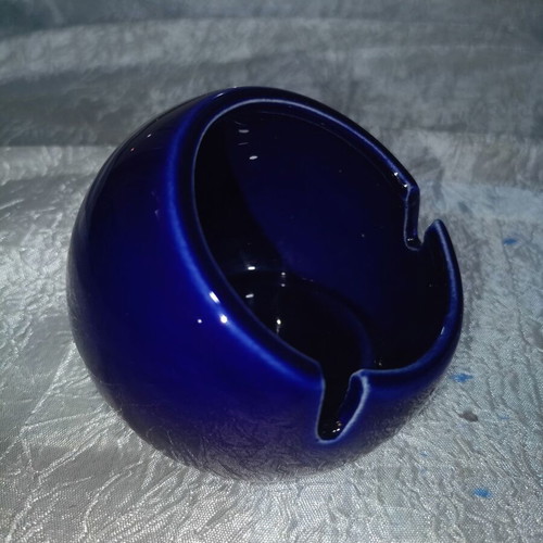 Olympic Airways collectible ashtray, deep blue glass