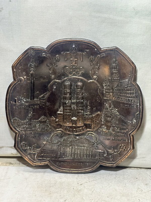 Vintage Munich Metal Decorative Plate used, 1972 Olympic Games