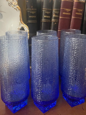 Vintage Tumber Murano чаши за напитки комплект от 6, електрическо синьо