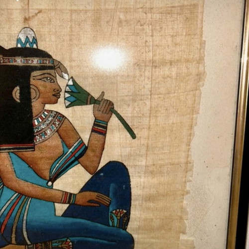 Ancient Egyptian papyri in frame like new, set of 2 pieces