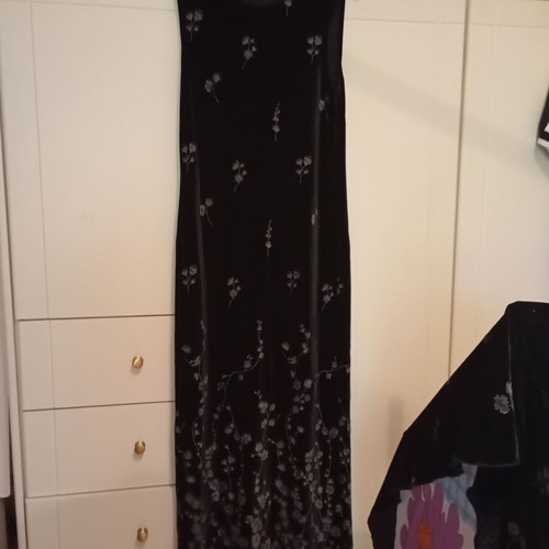Vintage velvet maxi dress with matching shawl, used, size S