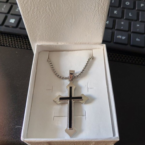 Men's Necklace with Two-Tone Cross stainless steel like new