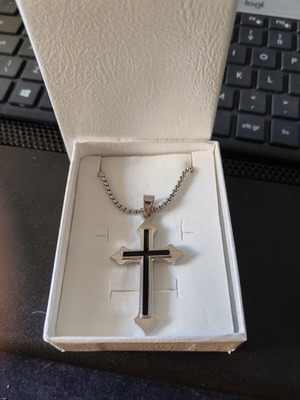 Men's Necklace with Two-Tone Cross stainless steel like new