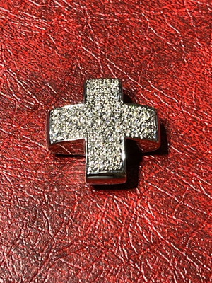18k Solid White Gold Handmade Cross with Diamonds new