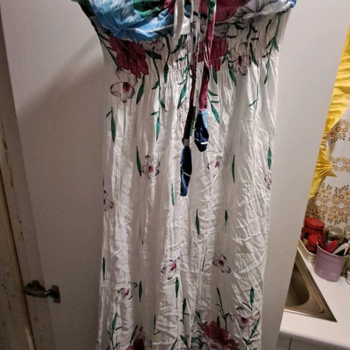 Dress M, L like new, white with patterns