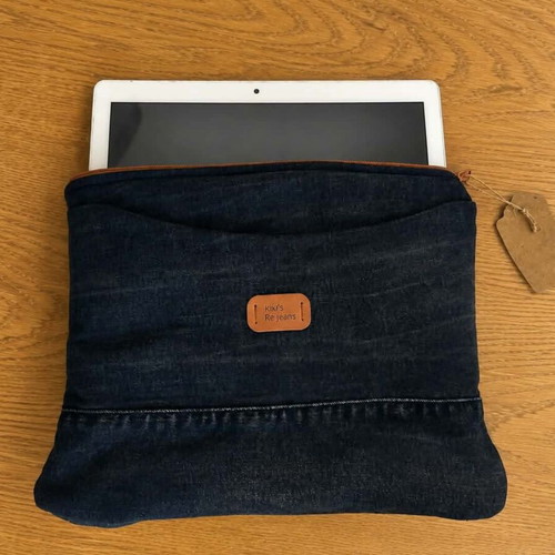 Handmade 2-in-1 Tablet Sleeve and Clutch from Recycled Denim
