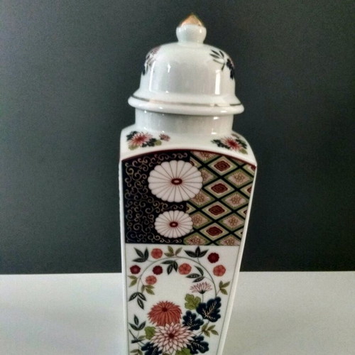 Japanese vase used, hand-painted, height 32 cm