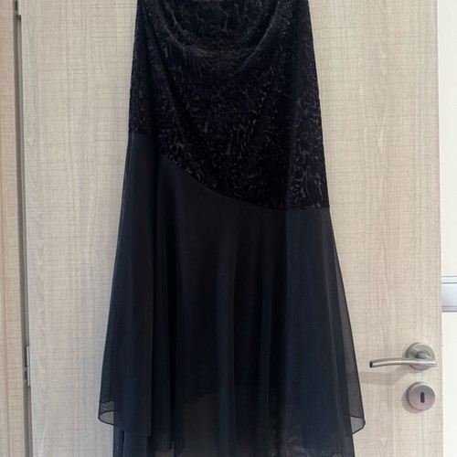 Ellis maxi black skirt, velvet & chiffon finish, size Large