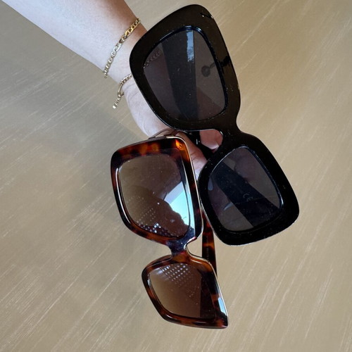 Women's Sunglasses Set like new, black cat-eye & oversized tortoise
