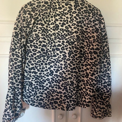 Zara women's leopard print jacket, black and white, size L