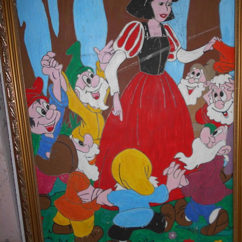 Large surface painting and frame used