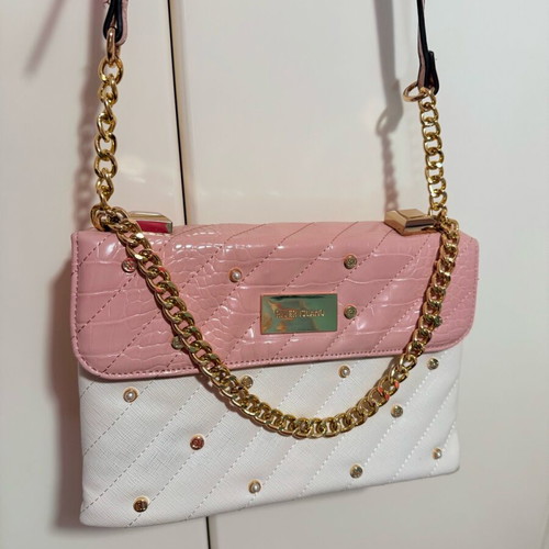 River Island bag like new, pink and white with pearls and gold details