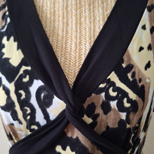 Frank Walder women's summer sleeveless viscose dress like new, brown shades