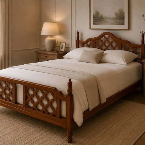 Double bed neoclassical design used, solid wood