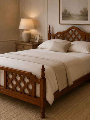 Double bed neoclassical design used, solid wood