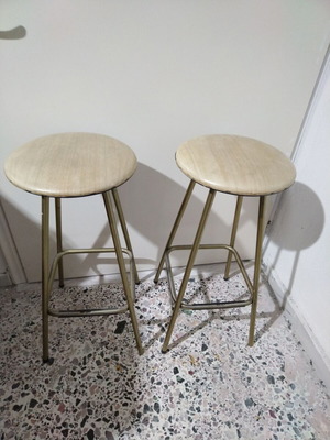 Vintage bar stools used, set of 2, metal 1950s