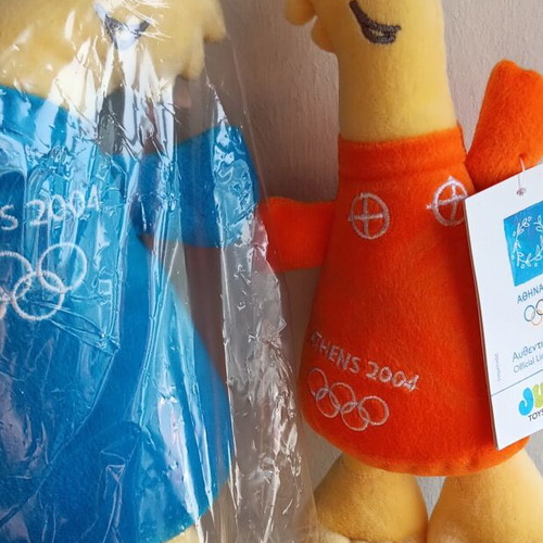 Athens 2004 Olympic Games Phoebus and Athena Mascot Dolls with Collectible Album and DVD like new