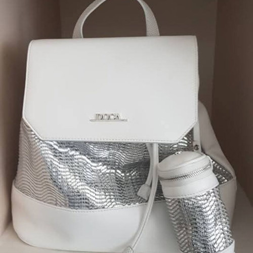 Doca women's backpack like new, white and silver