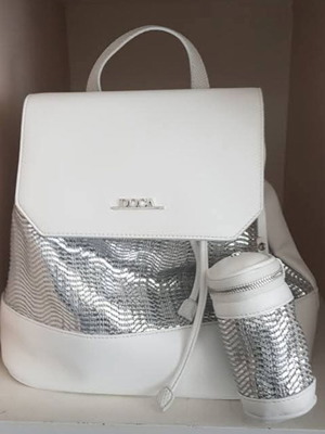 Γυναικείο backpack Doca σαν καινούργιο, άσπρο και ασημί