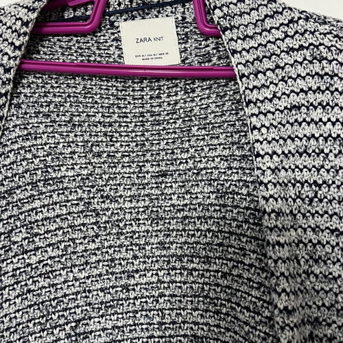 Zara cardigan used, knitted, white with blue