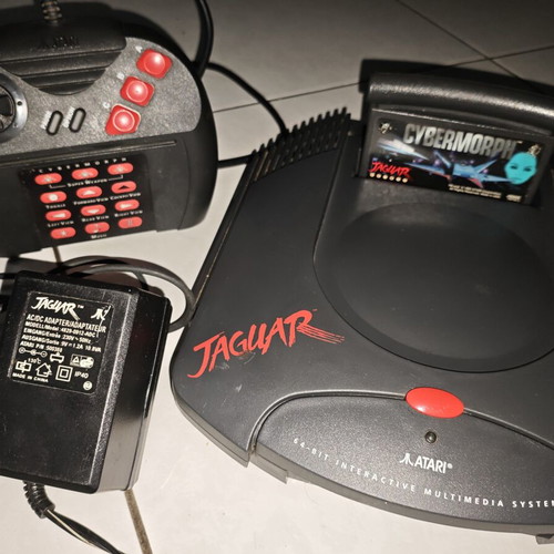 Atari Jaguar console used with Cybermorph game and accessories