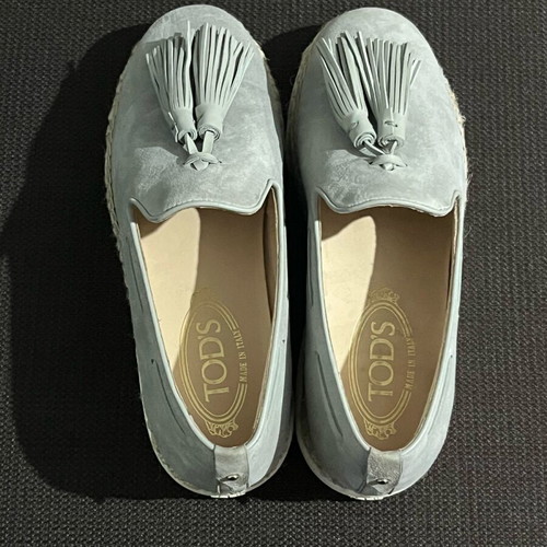 Tod's leather espadrilles women's size 37.5 gray