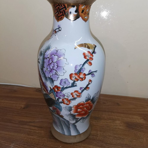 Satsuma Gold vase used, large porcelain 32cm