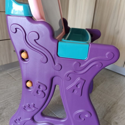 Montessori desk with drawing board and stool 2 in 1, purple-pink