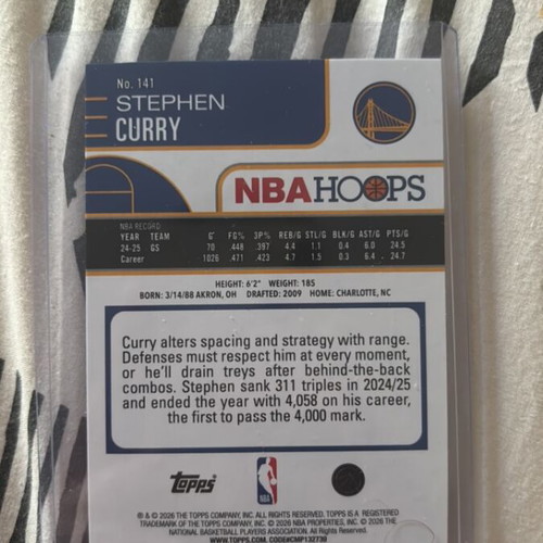 Stephen Curry numbered NBA Hoops card